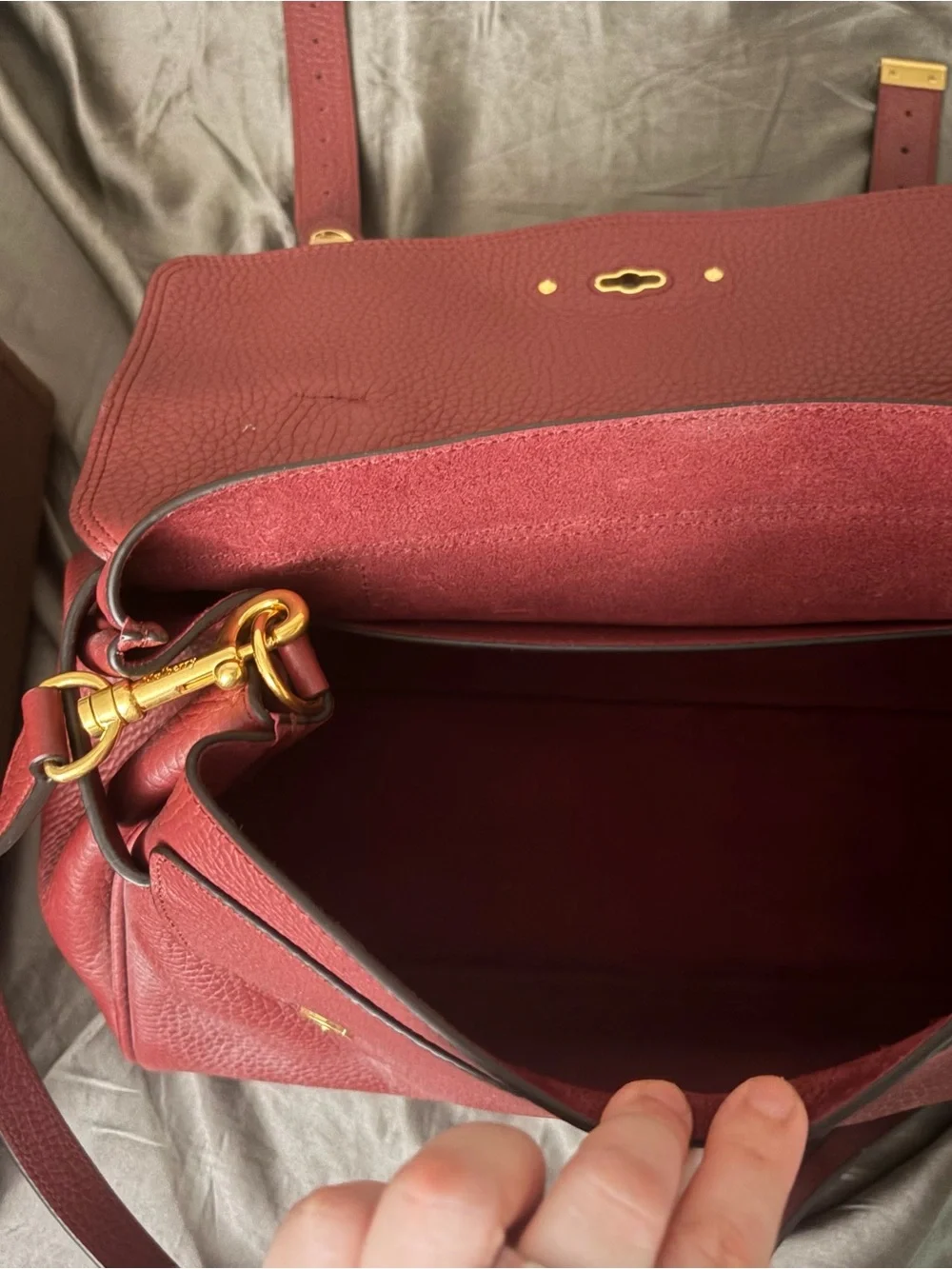 Mulberry Alexa Crimson Leather Satchel with Gold Hardware